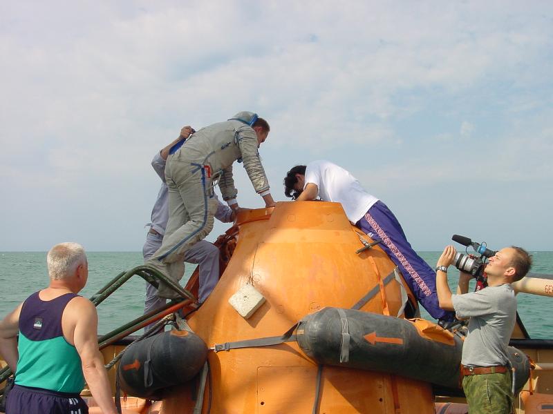 Climbing into the Soyuz